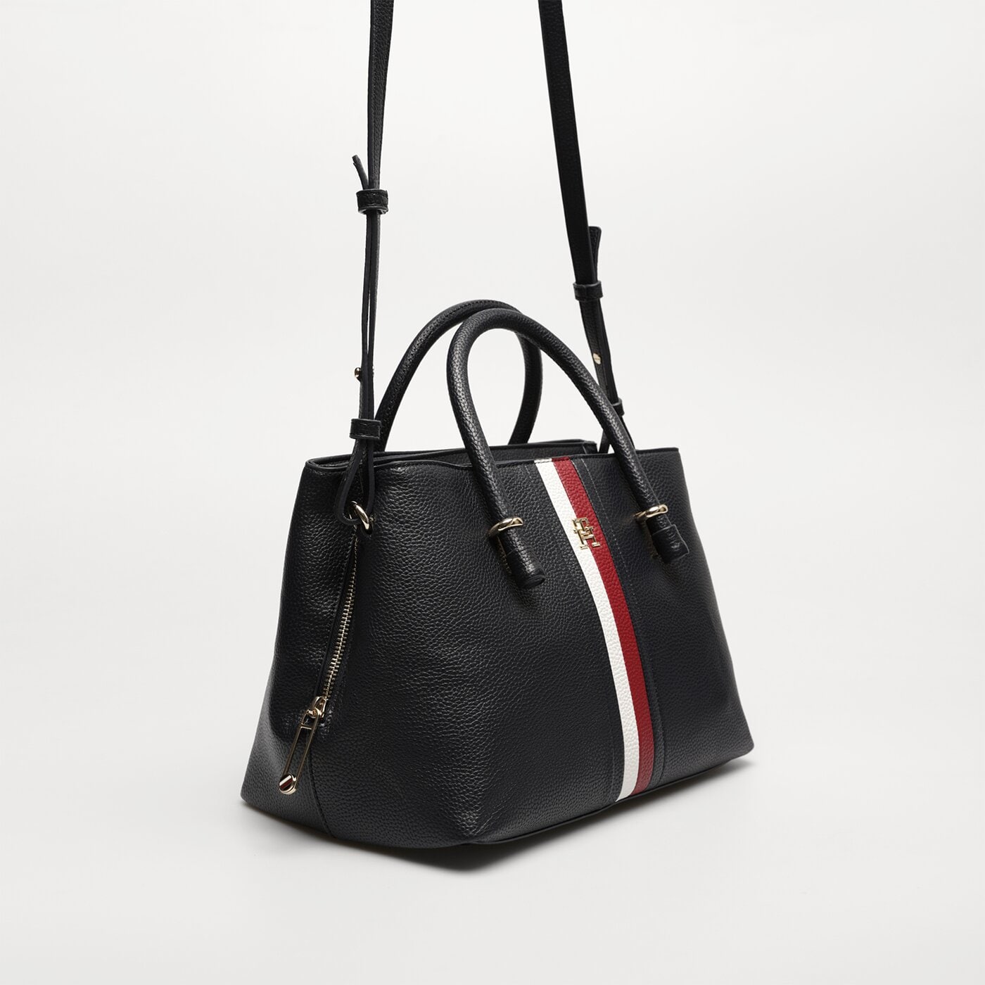 Damska torebka TOMMY HILFIGER TOREBKA TH EMBLEM SATCHEL CORP aw0aw15286dw6 kolor granatowy