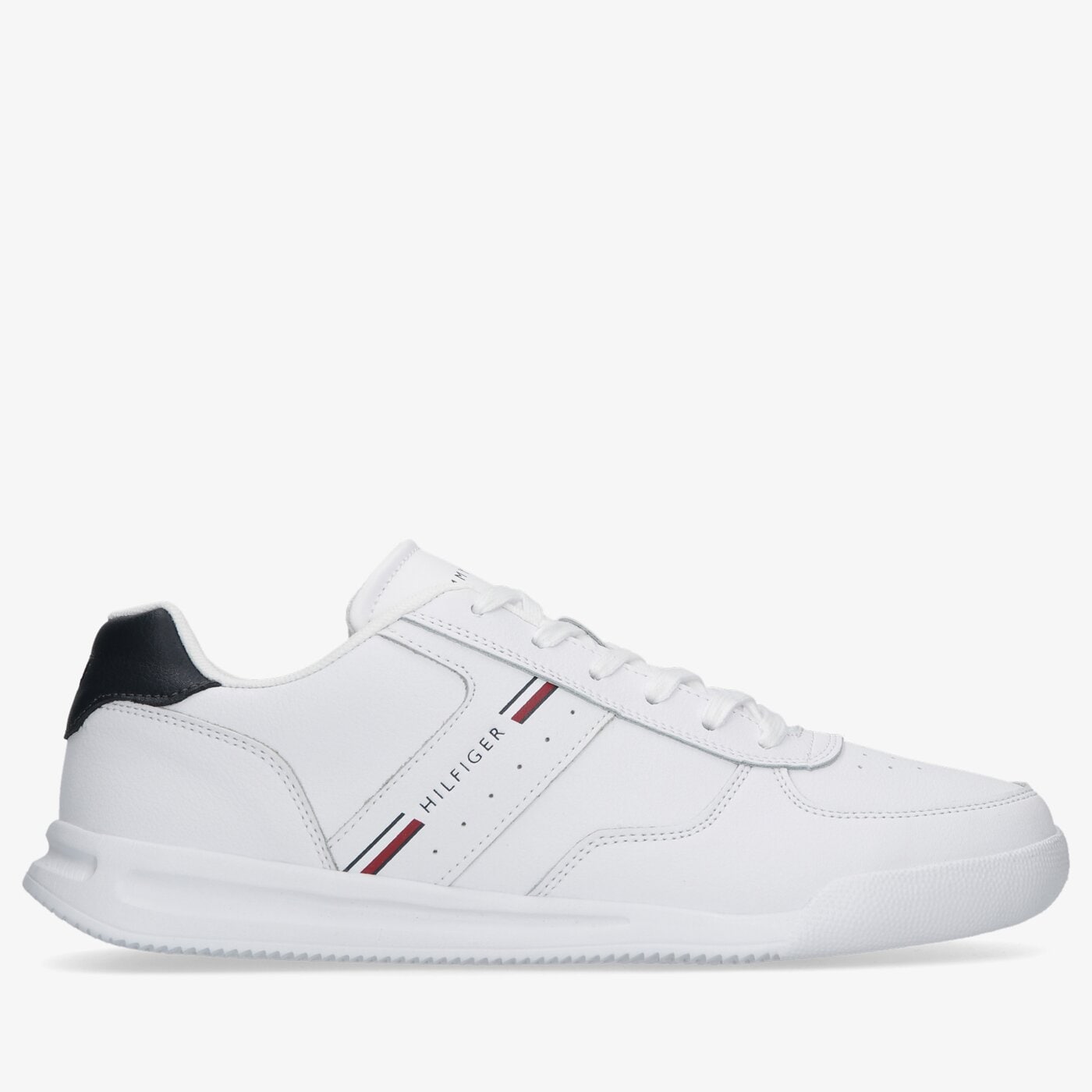 Męskie sneakersy (buty) TOMMY HILFIGER LIGHTWEIGHT LEA SNEAKER STRIPES fm0fm04016ybr kolor biały