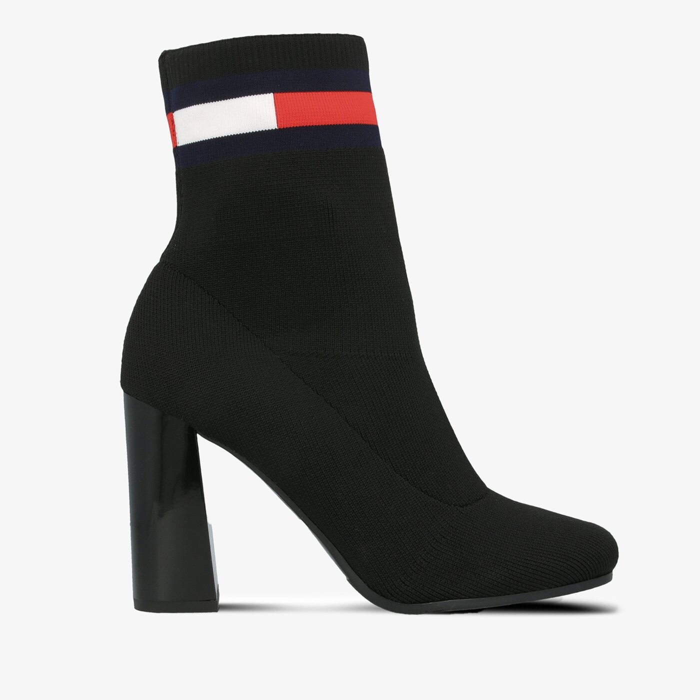 Damskie botki / sztyblety TOMMY HILFIGER SOCK HEELED BOOT en0en00703bds kolor czarny