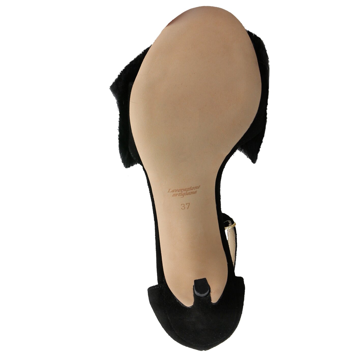 Damskie sandały SYMBIOSIS LISA FUR SANDALS CZARNE 1107002 kolor czarny