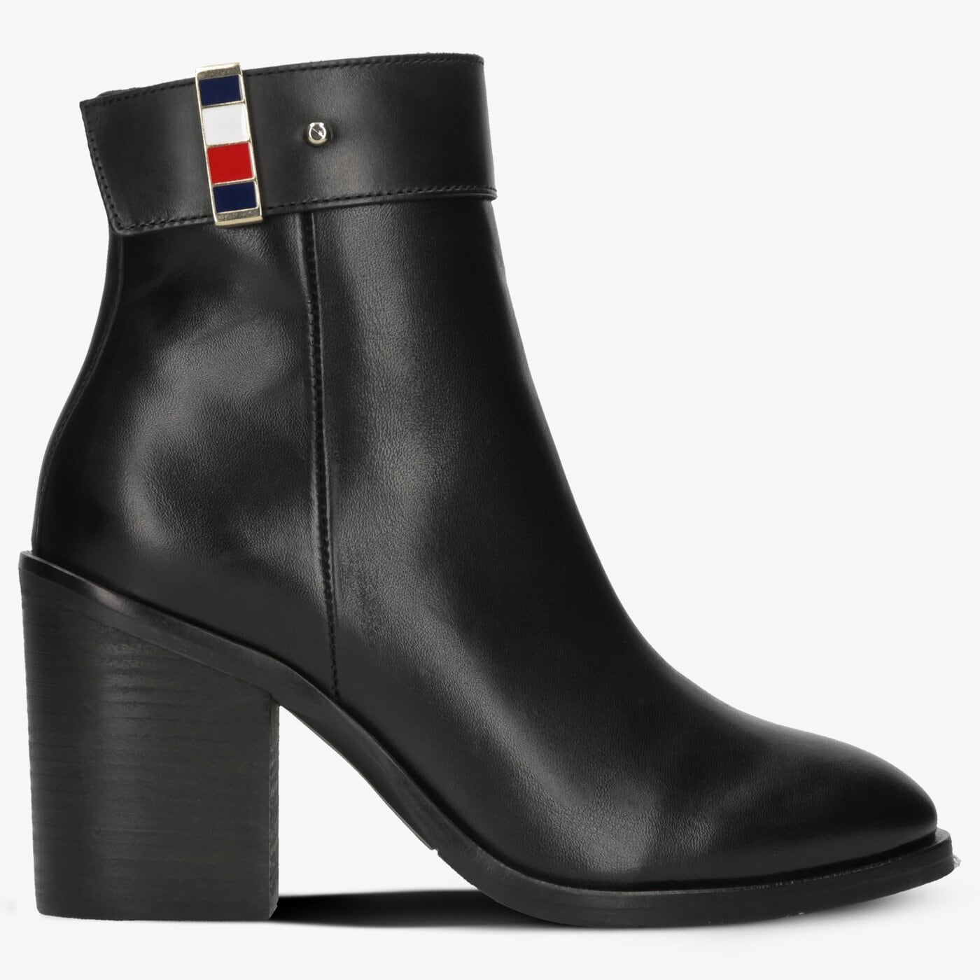 Damskie botki / sztyblety TOMMY HILFIGER CORPORATE HARDWARE BOOTIE fw0fw04488bds kolor czarny