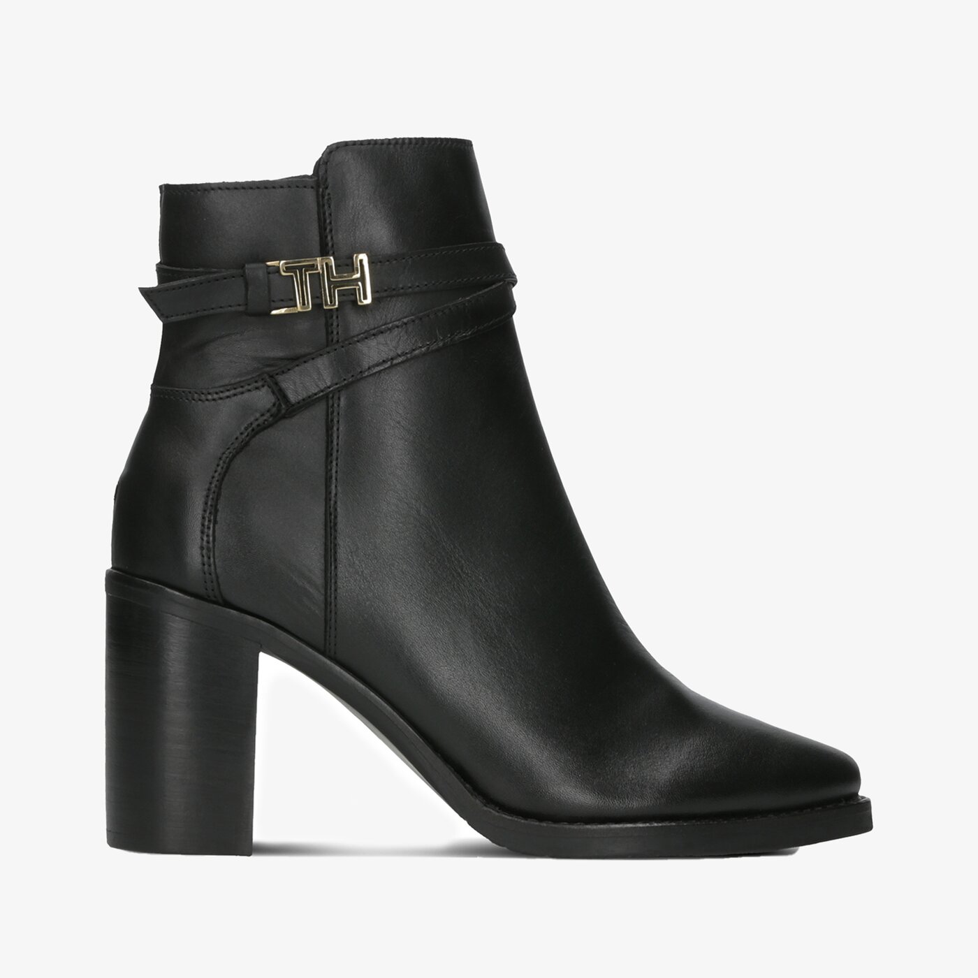 Damskie botki / sztyblety TOMMY HILFIGER TH HARDWARE LEATHER HIGH BOOTIE fw0fw04284990 kolor czarny