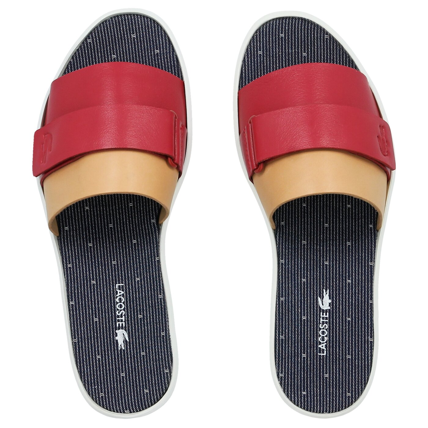 Damskie klapki LACOSTE PIRLE SLIDE 118 1 735caw0051x65 kolor czerwony