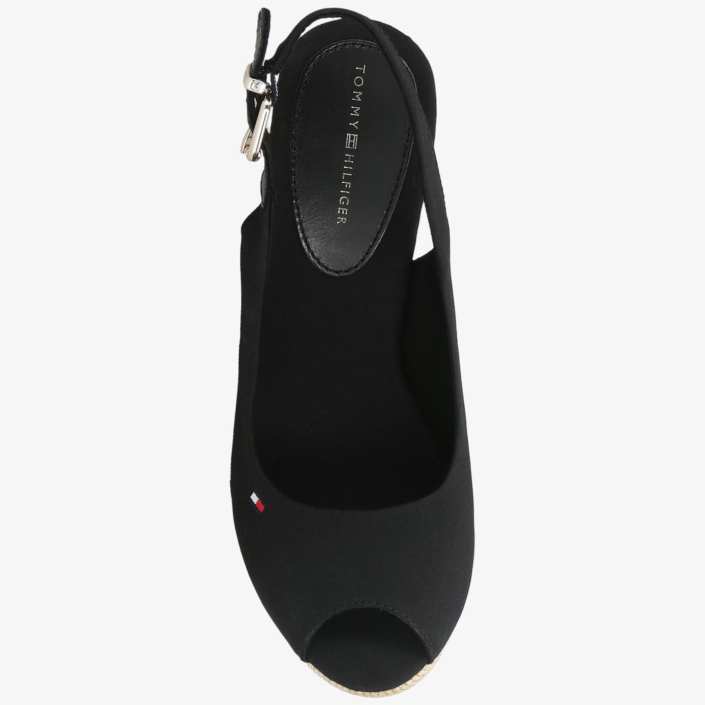 Damskie sandały TOMMY HILFIGER ICONIC ELENA SLING BACK WEDGE fw0fw04789bds kolor czarny
