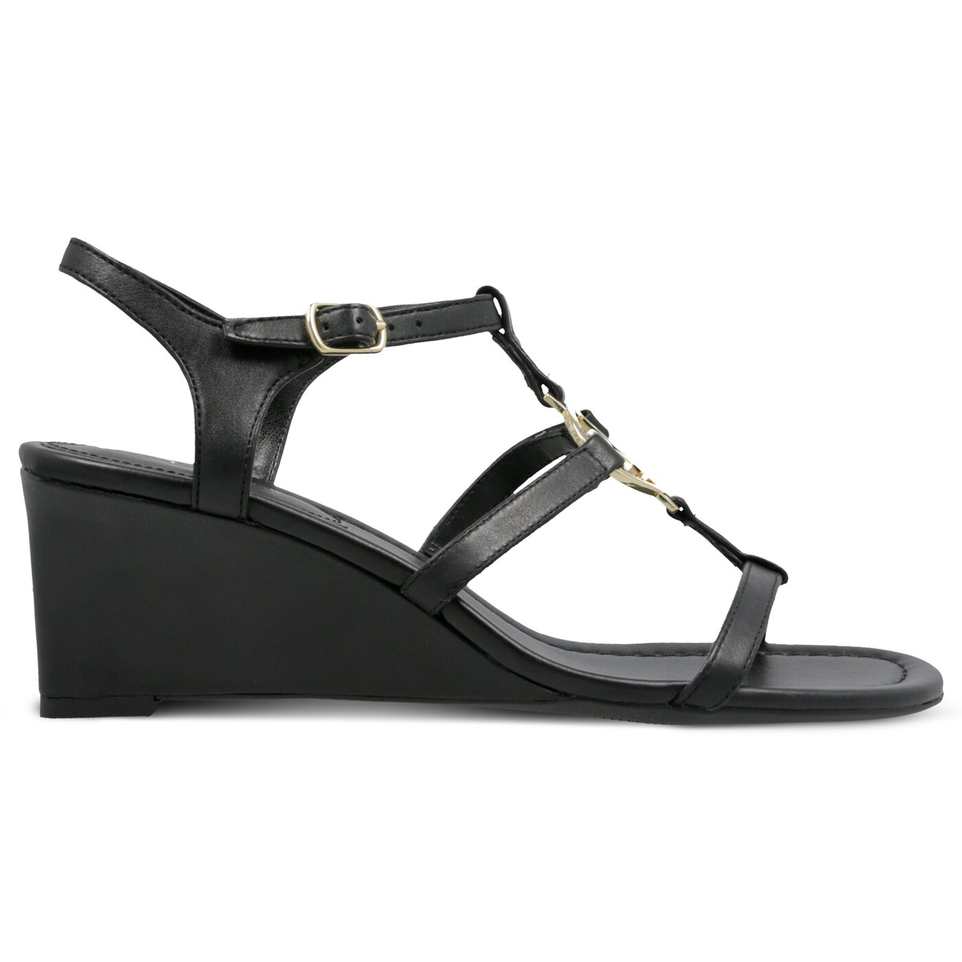 Damskie sandały LAUREN RALPH LAUREN ELINA SANDALS CASUAL WEDGE 802740043001 kolor czarny