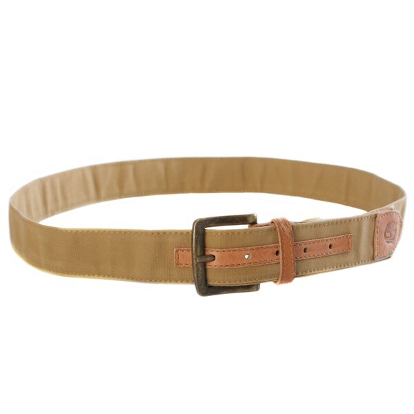 Męski pasek do spodni TIMBERLAND PASEK MAN CANVAS LEATHER BELT m2716918 kolor beżowy