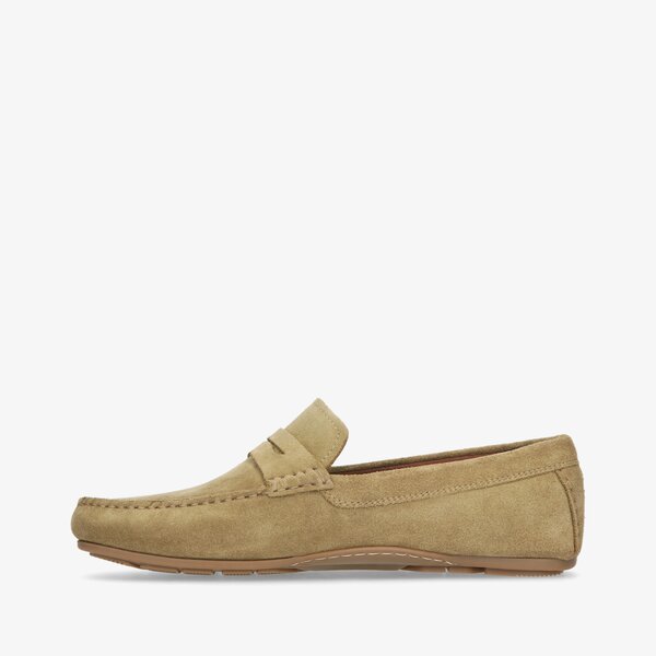 Męskie półbuty TOMMY HILFIGER CLASSIC SUEDE DRIVER fm0fm02725gxr kolor beżowy