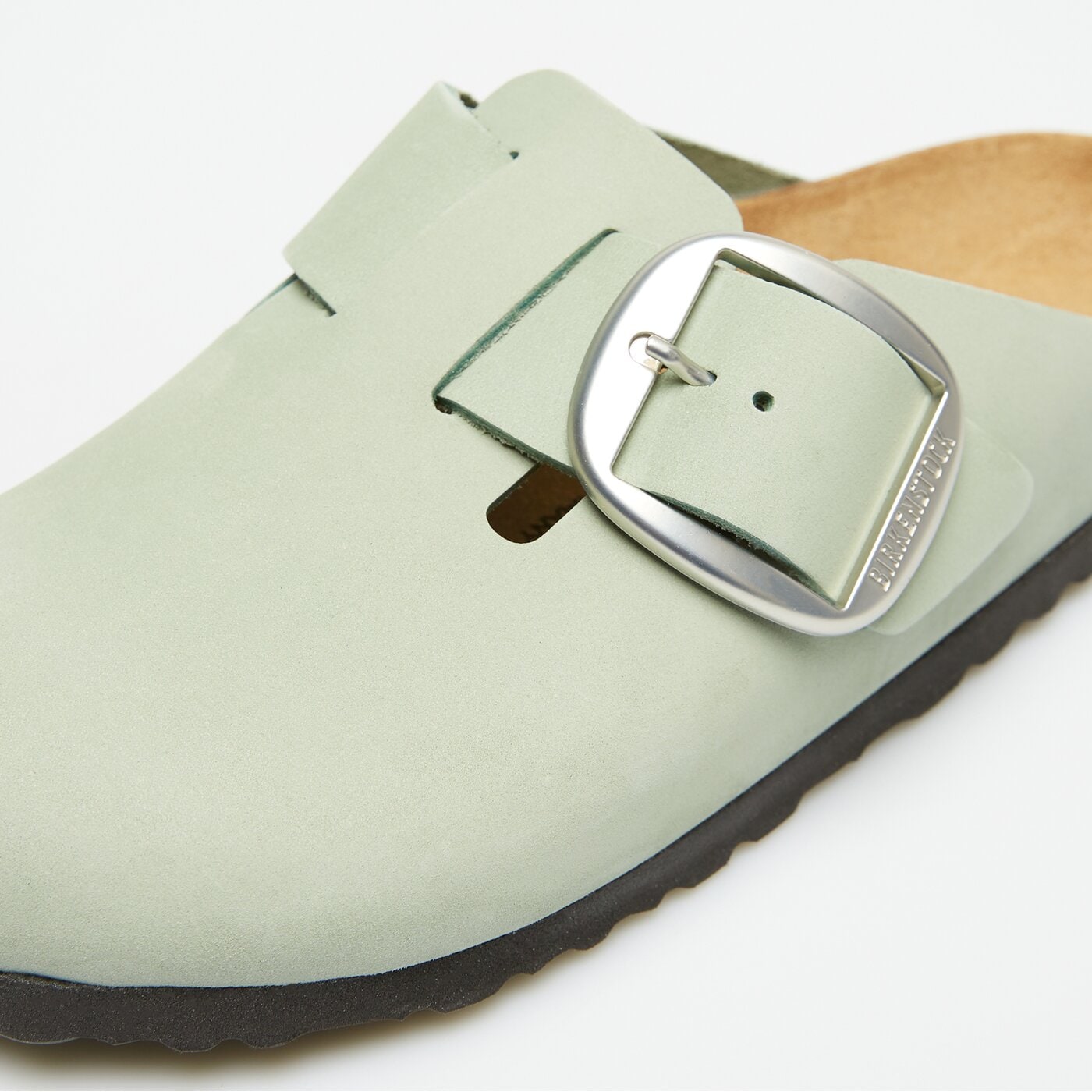 Damskie klapki BIRKENSTOCK BOSTON BIG BUCKLE LENB PURE SAGE 1029303 kolor miętowy