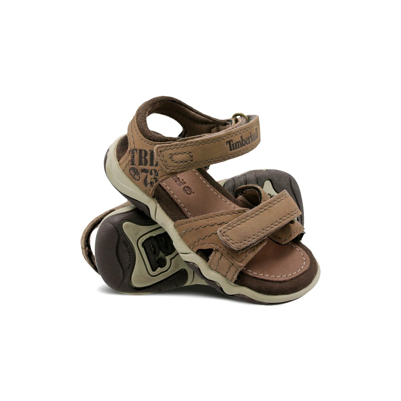 Dziecięce sandały / klapki TIMBERLAND EK OAK BLUFFS LEATHER 2 STRAP 2180a kolor brązowy