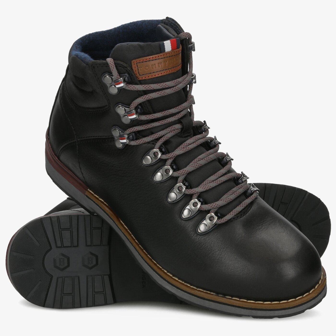 Męskie buty outdoor (trekkingowe) TOMMY HILFIGER OUTDOOR HIKING LACE LEATHER BOOT fm0fm02416990 kolor czarny