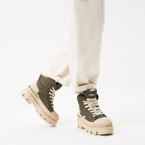 Damskie trampki BUFFALO RAVEN LACEUP MID 1630798 kolor khaki