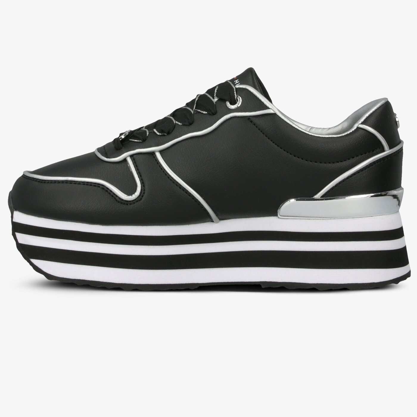 Damskie sneakersy (buty) TOMMY HILFIGER METALLIC FLATFORM SNEAKER fw0fw04699bds kolor czarny