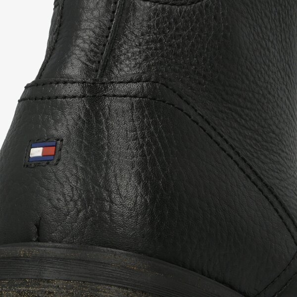 Męskie buty za kostkę TOMMY HILFIGER WINTER TEXTURED LEATHER BOOT fm0fm02430990 kolor czarny