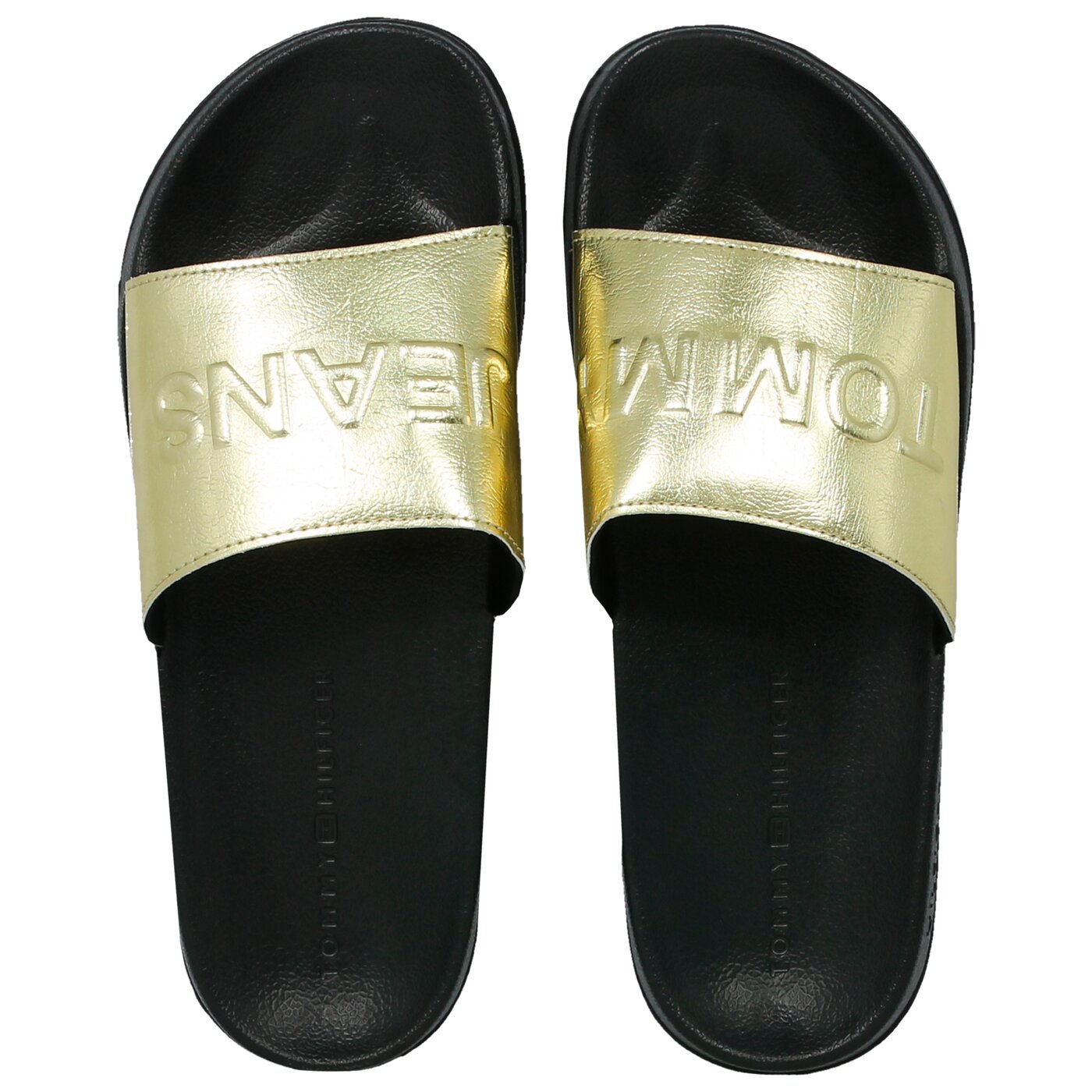 Damskie klapki TOMMY HILFIGER TJ METALLIC POOL SLIDE en0en00227708 kolor złoty