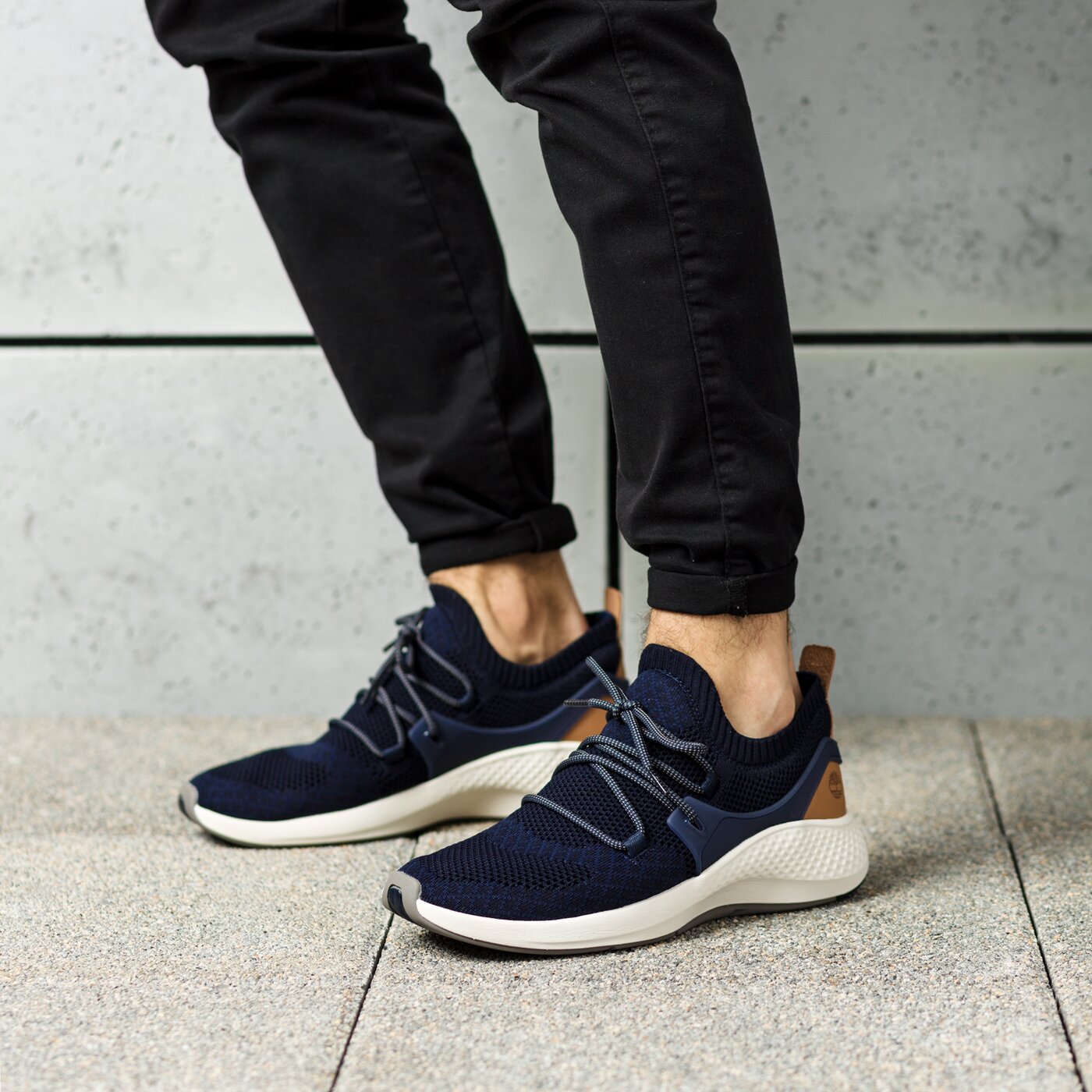 Męskie sneakersy (buty) TIMBERLAND FLYROAM GO KNIT OXFORD ca1qao kolor granatowy