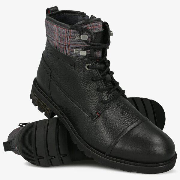 Męskie buty za kostkę TOMMY HILFIGER WINTER LEATHER TEXTILE MIX BOOT fm0fm02431990 kolor czarny