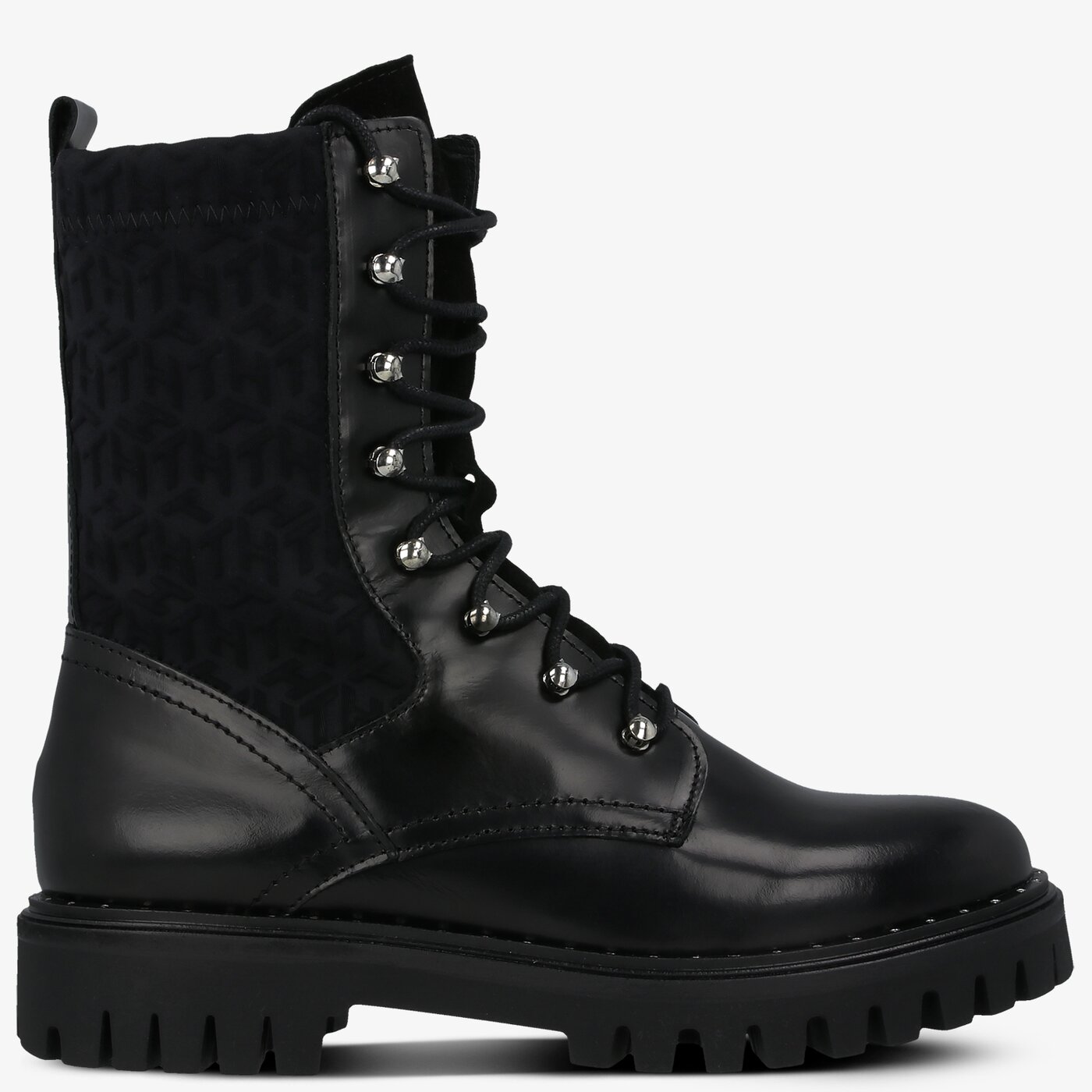 Damskie botki / sztyblety TOMMY HILFIGER HALLY 4C MATERIAL HIGH HEEL BOOT fw0fw05190bds kolor czarny