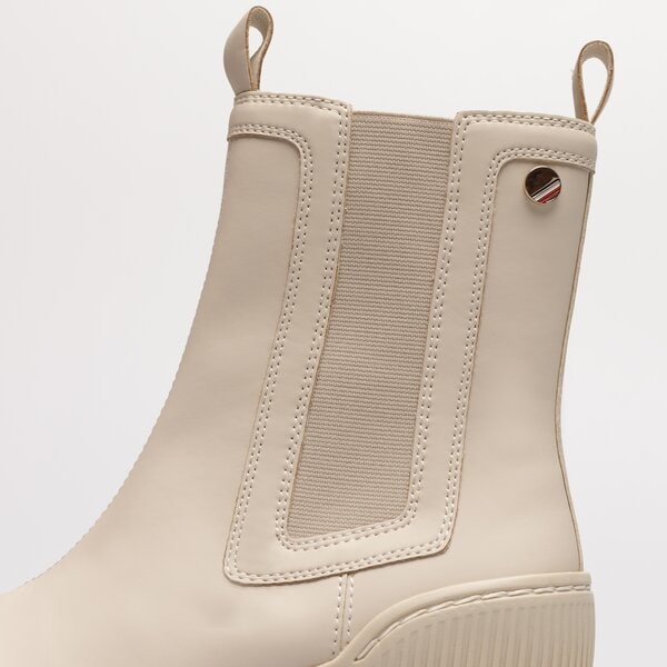 Damskie botki / sztyblety TOMMY HILFIGER HEELED CHELSEY BOOT BIO fw0fw06677aci kolor beżowy