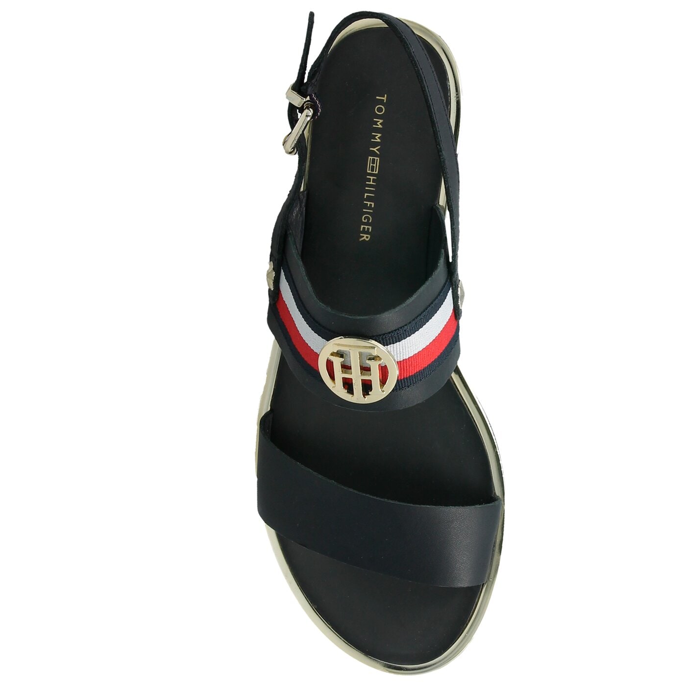 Damskie sandały TOMMY HILFIGER CORPORATE RIBBON FLAT SANDAL fw0fw02811403 kolor granatowy