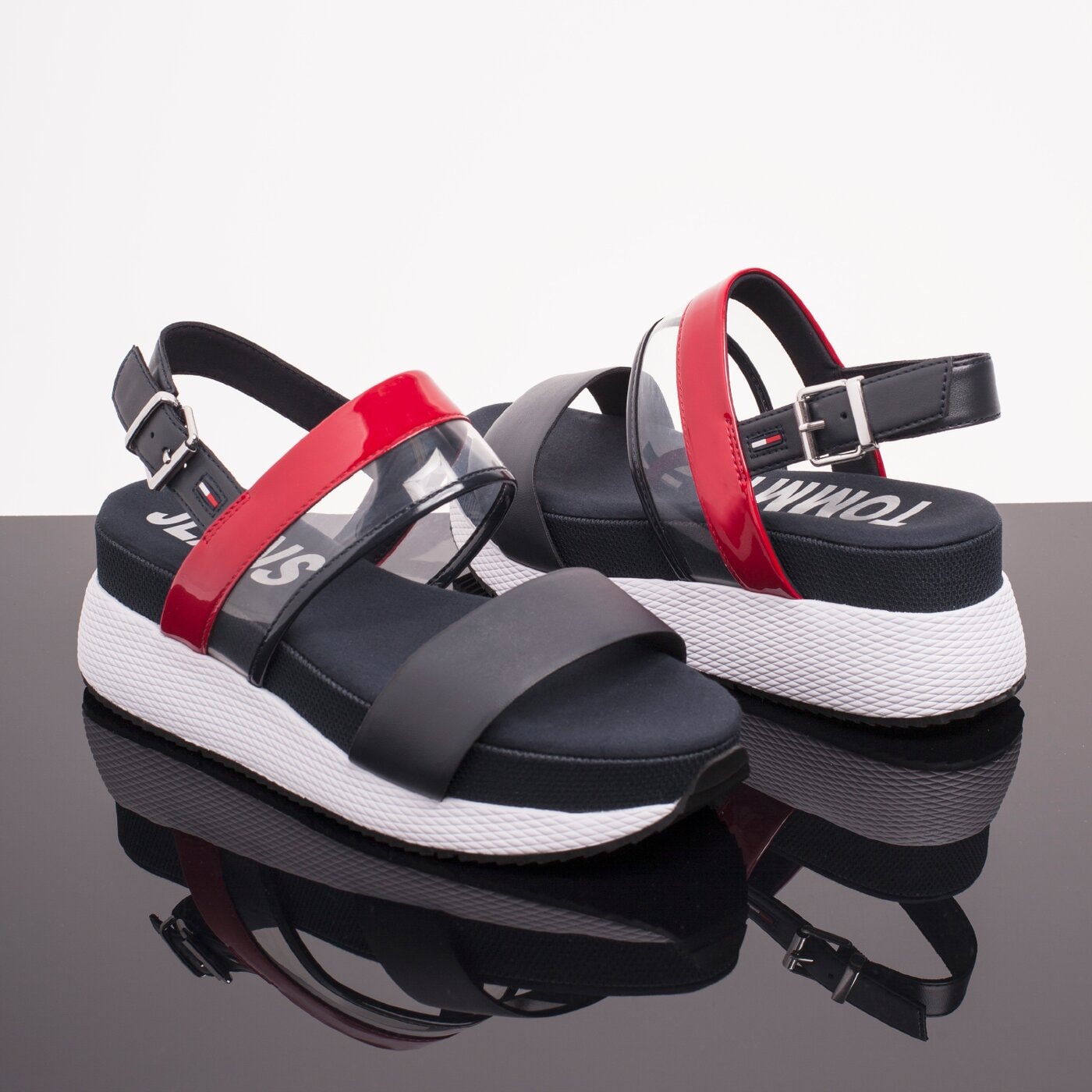 Damskie sandały TOMMY HILFIGER ONIKA 4C TRANSPARENT RWB HYBRID SANDAL #en0en00443020# kolor granatowy