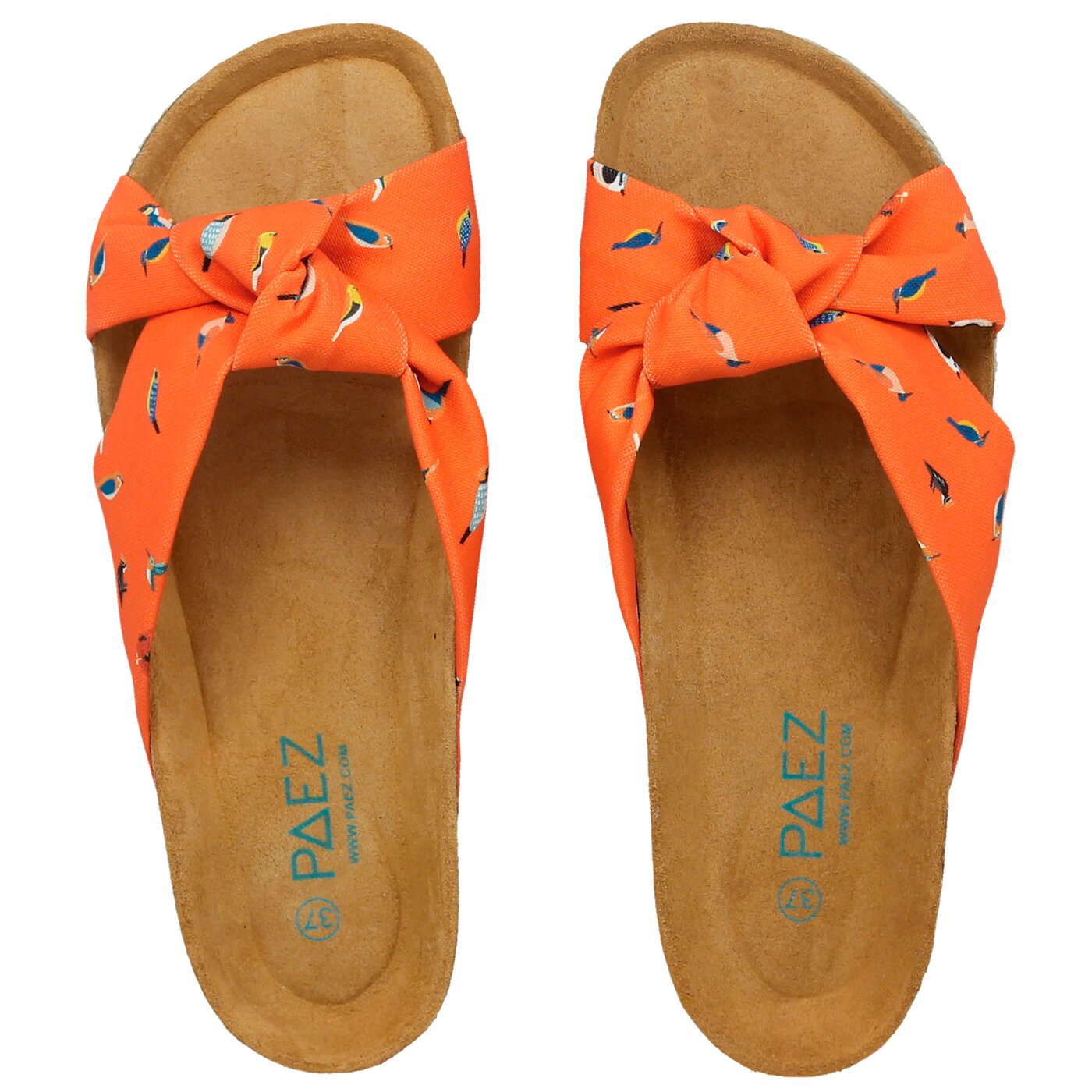 Damskie klapki PAEZ BIO FOULARD SANDAL PRINT SOUZA BIRDS ORANGE 1832705s00-603 kolor pomarańczowy