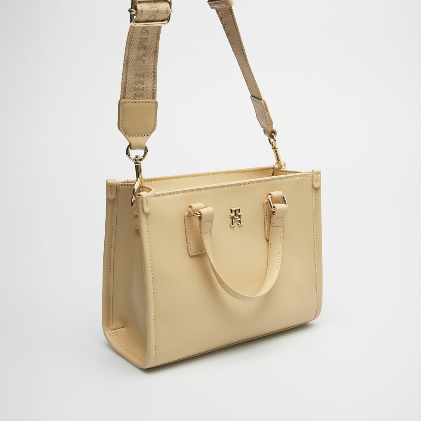 Damska torebka TOMMY HILFIGER TOREBKA TH MONOTYPE MINI TOTE aw0aw15977acr kolor beżowy