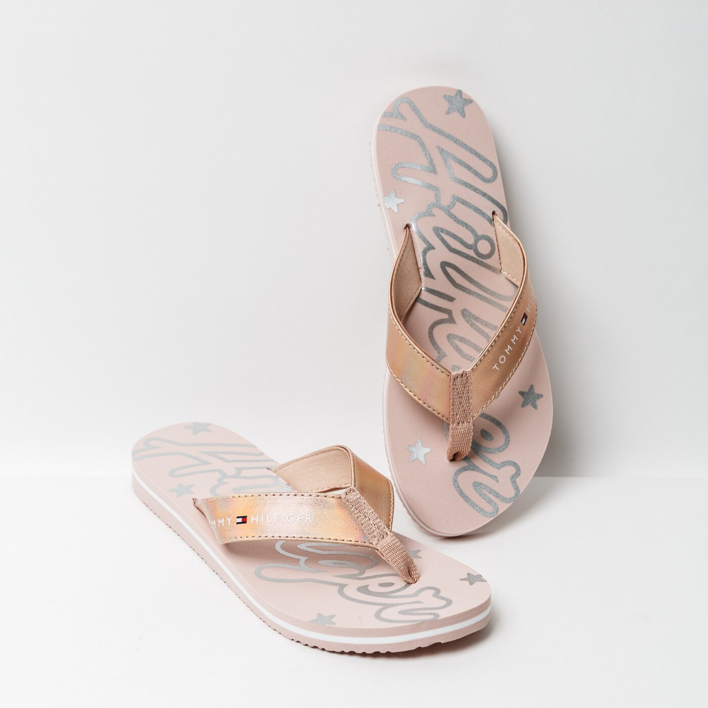 Damskie klapki TOMMY HILFIGER MIRROR SPARKLE BEACH SANDAL fw0fw02955502 kolor złoty