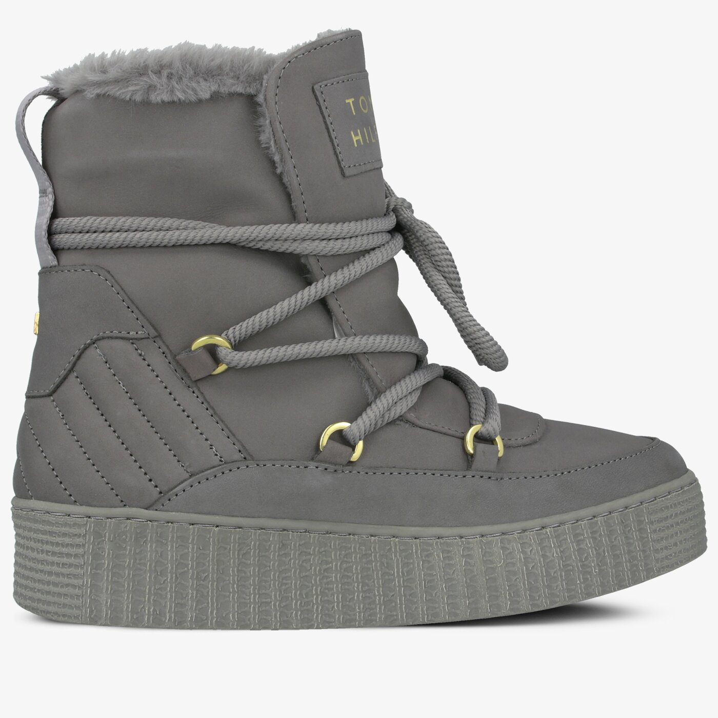 Damskie śniegowce TOMMY HILFIGER COSY BOOTIE fw0fw04401023 kolor szary
