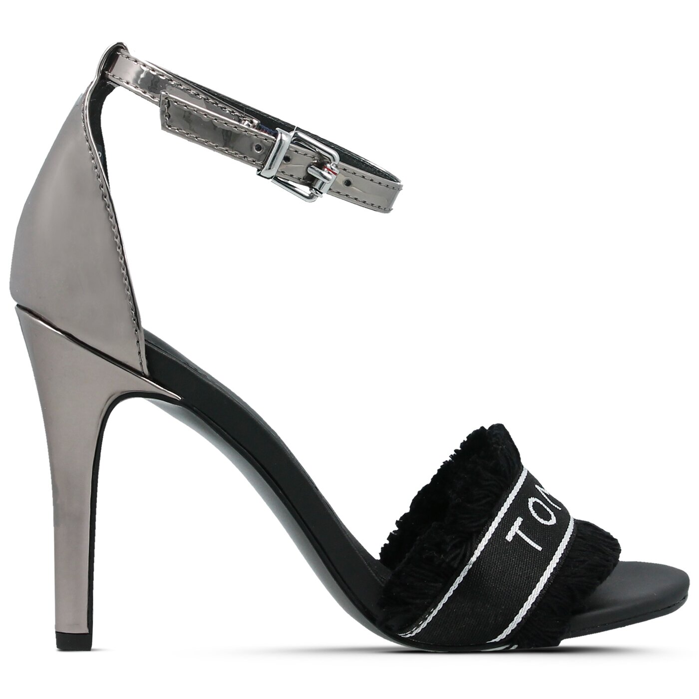 tommy hilfiger mirror metallic heeled sandal