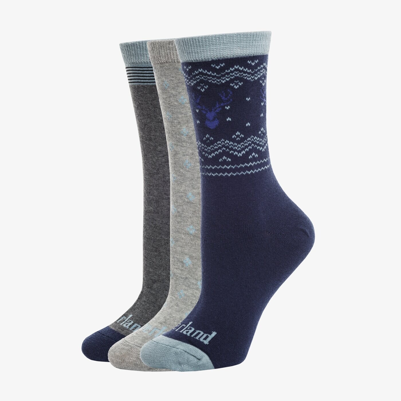 Damskie skarpetki TIMBERLAND SKARPETY 3PP NORDIC CREW GIFTBOX tb0a1ev74511 kolor granatowy