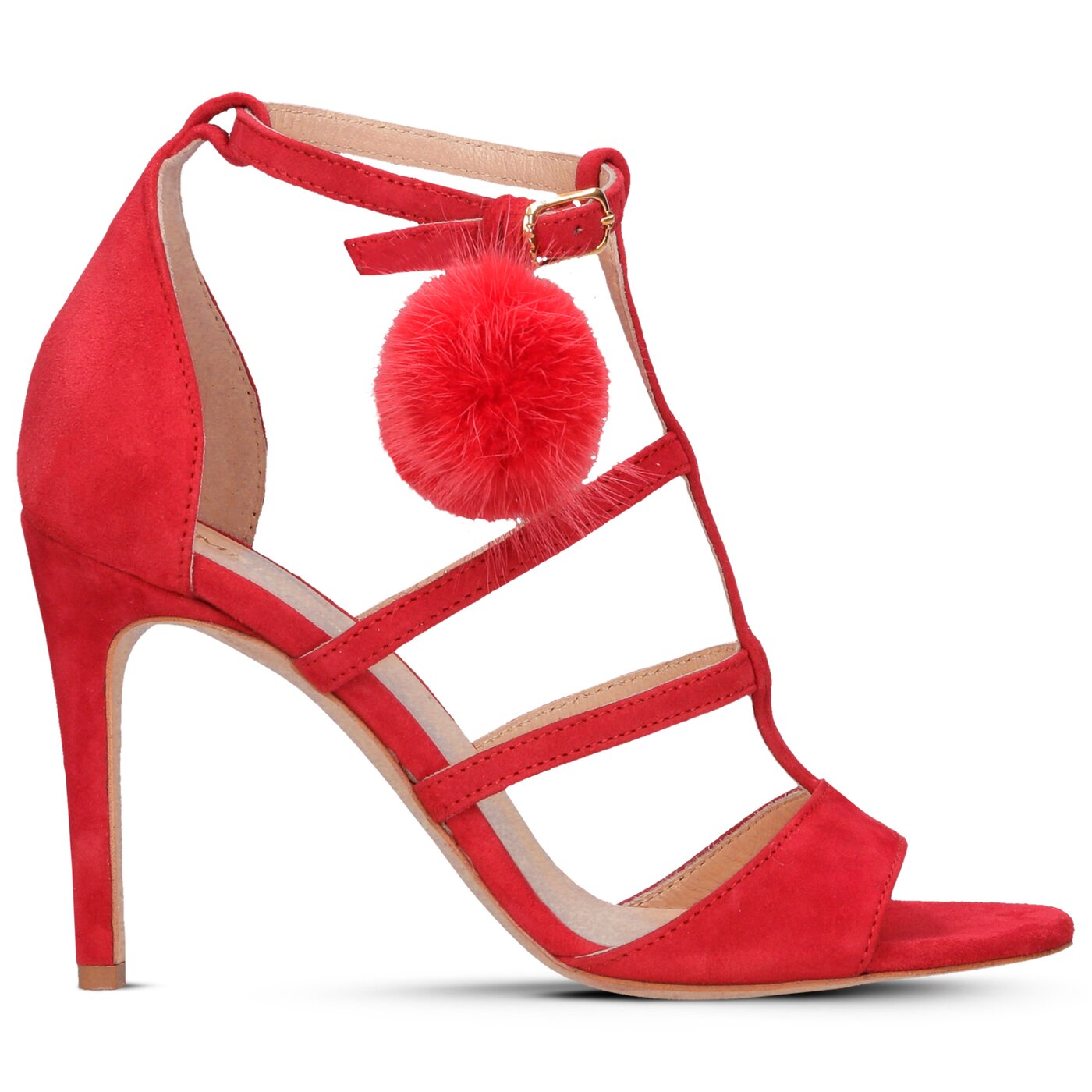 Damskie sandały SYMBIOSIS FELICITY FUR SANDALS CZERWONE 1104134 kolor czerwony