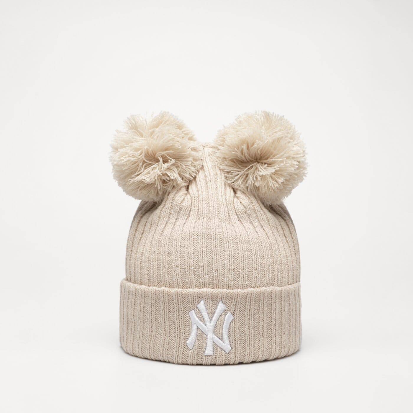 Damska czapka zimowa NEW ERA CZAPKA WMNS DOUBLE POM BEANIE NYY NEW YORK YANKEES 60364292 kolor beżowy