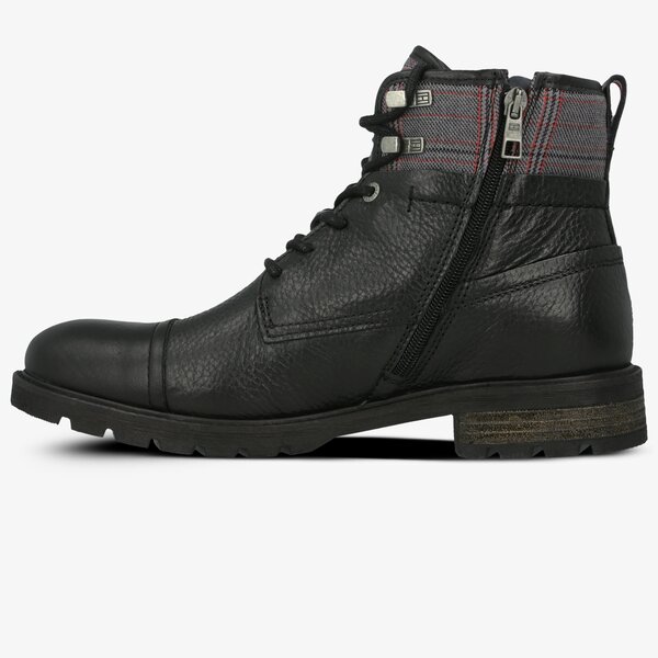 Męskie buty za kostkę TOMMY HILFIGER WINTER LEATHER TEXTILE MIX BOOT fm0fm02431990 kolor czarny