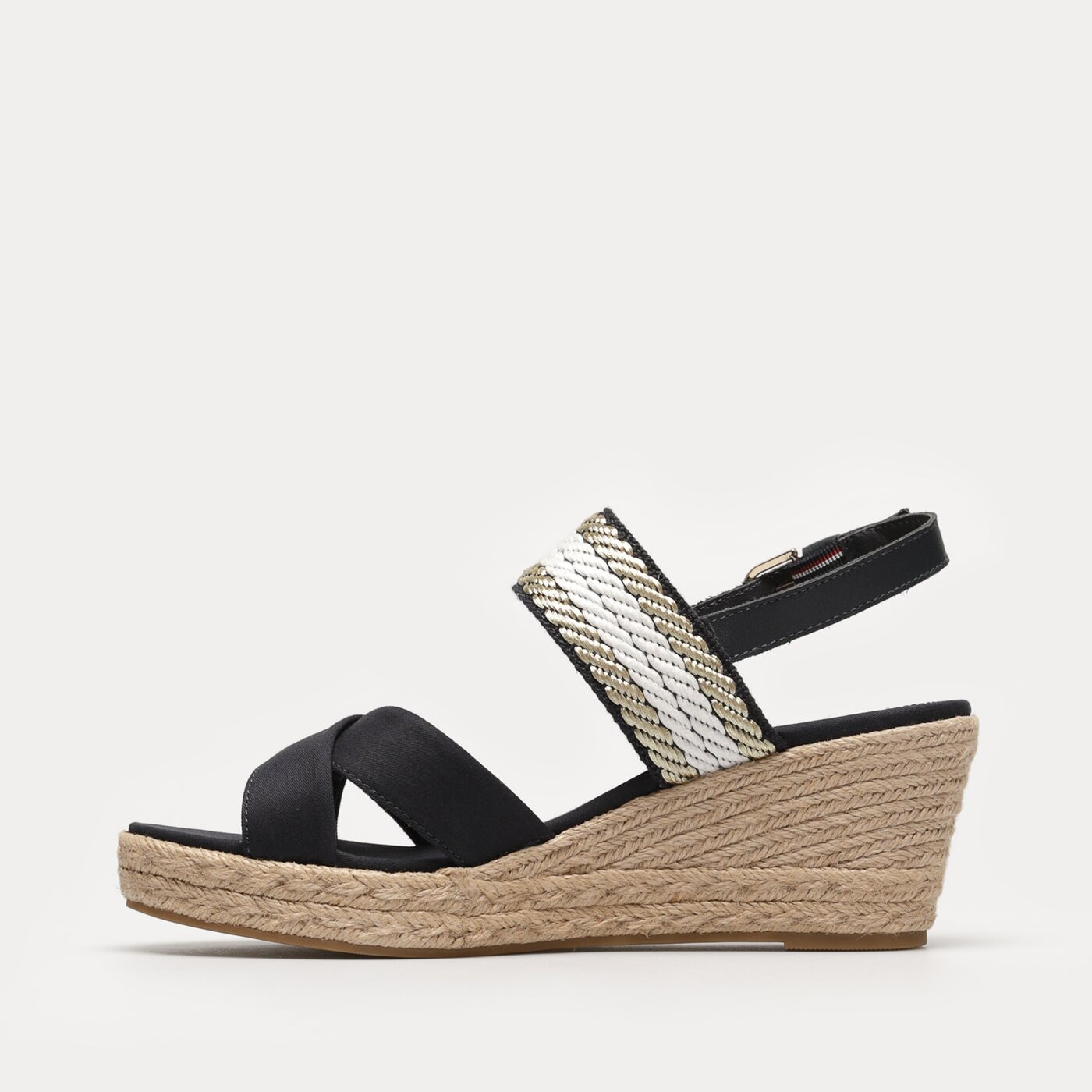 Damskie szpilki / czółenka TOMMY HILFIGER GOLDEN WEBBING MID WEDGE fw0fw07090dw6 kolor granatowy