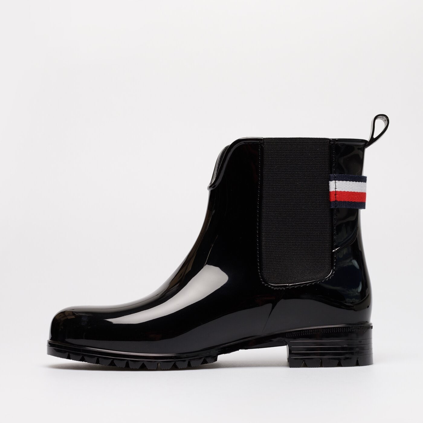 Damskie kalosze (buty gumowe) TOMMY HILFIGER ANKLE RAINBOOT WITH METAL DETAIL fw0fw06777bds kolor czarny