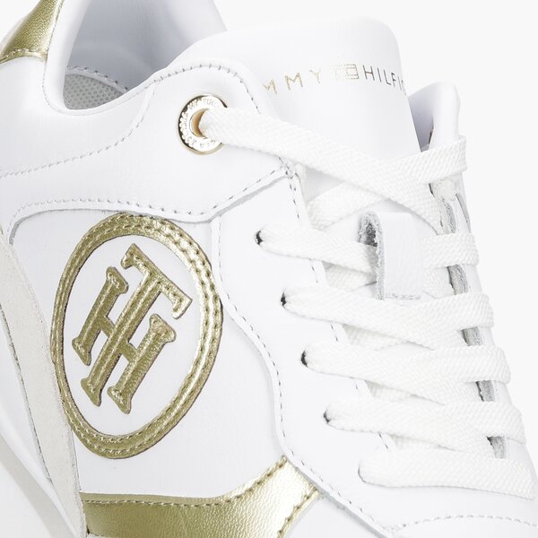 Damskie sneakersy (buty) TOMMY HILFIGER METALLIC DRESSY WEDGE SNEAKER fw0fw05801ybr kolor biały