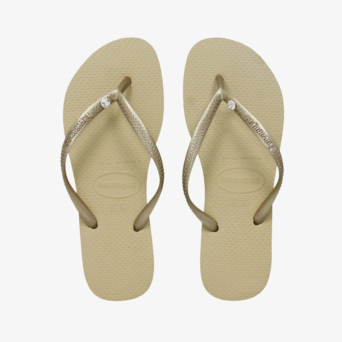 Damskie klapki HAVAIANAS SLIM CRYSTAL GLAMOUR SW 41195172719 kolor beżowy