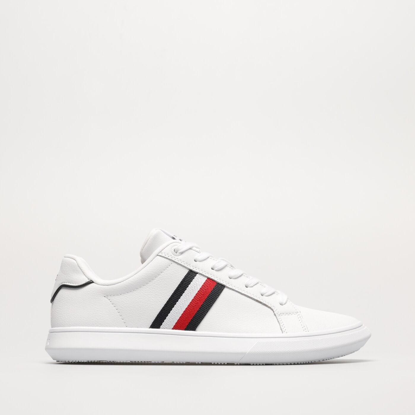 Męskie sneakersy (buty) TOMMY HILFIGER CORPORATE LEATHER CUP STRIPES fm0fm04732ybs kolor biały