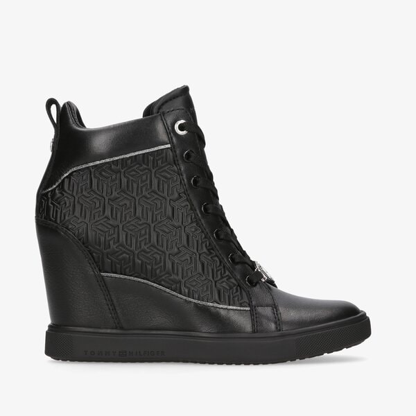 Damskie sneakersy (buty) TOMMY HILFIGER ABO METALLIC POP SNEAKER WEDGE fw0fw06118bds kolor czarny