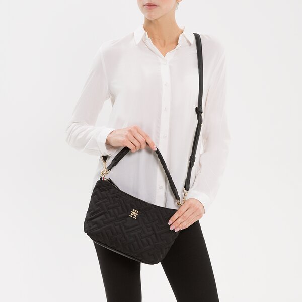 Damska torebka TOMMY HILFIGER TOREBKA MY TOMMY IDOL SHOULDER BAG MONO aw0aw13146bds kolor czarny