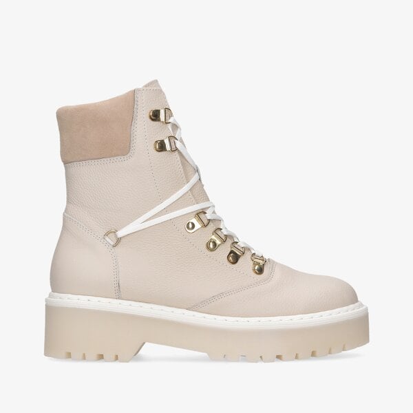Damskie botki / sztyblety SYMBIOSIS COMBAT BOOTS sywc221005 kolor beżowy