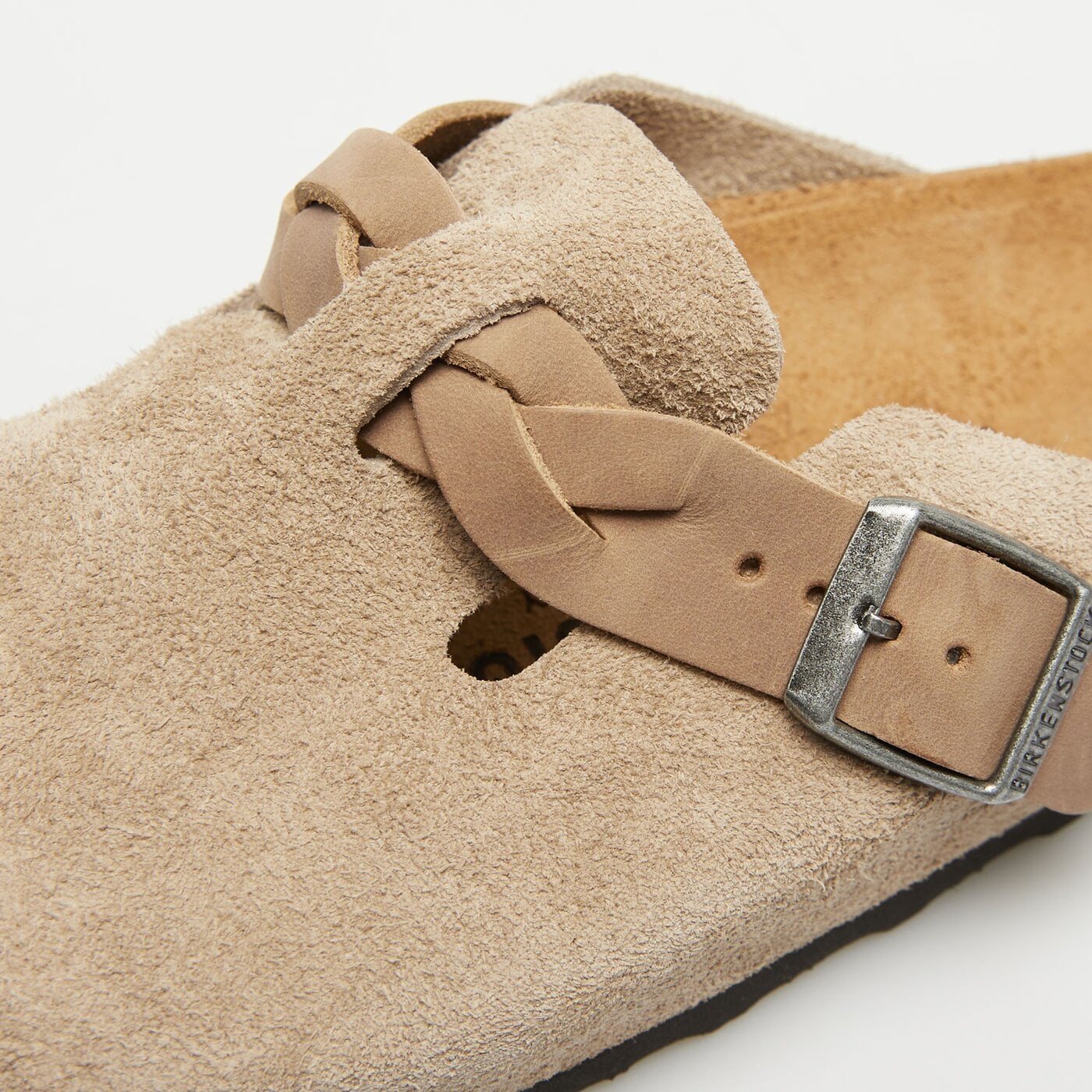 Damskie klapki BIRKENSTOCK BOSTON LEVE BRAIDED TAUPE 1026694 kolor beżowy