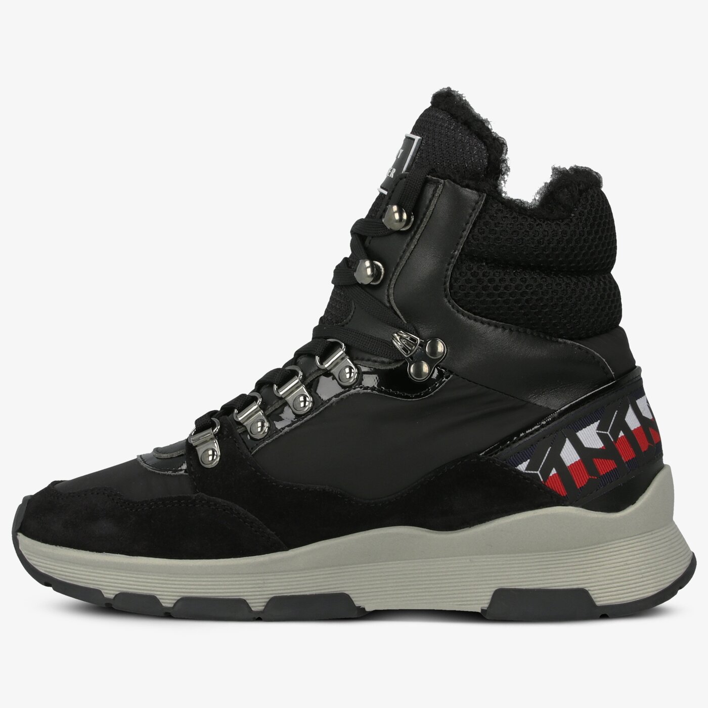 Damskie sneakersy (buty) TOMMY HILFIGER PATENT FASHION SPORTY BOOT fw0fw04593bds kolor czarny