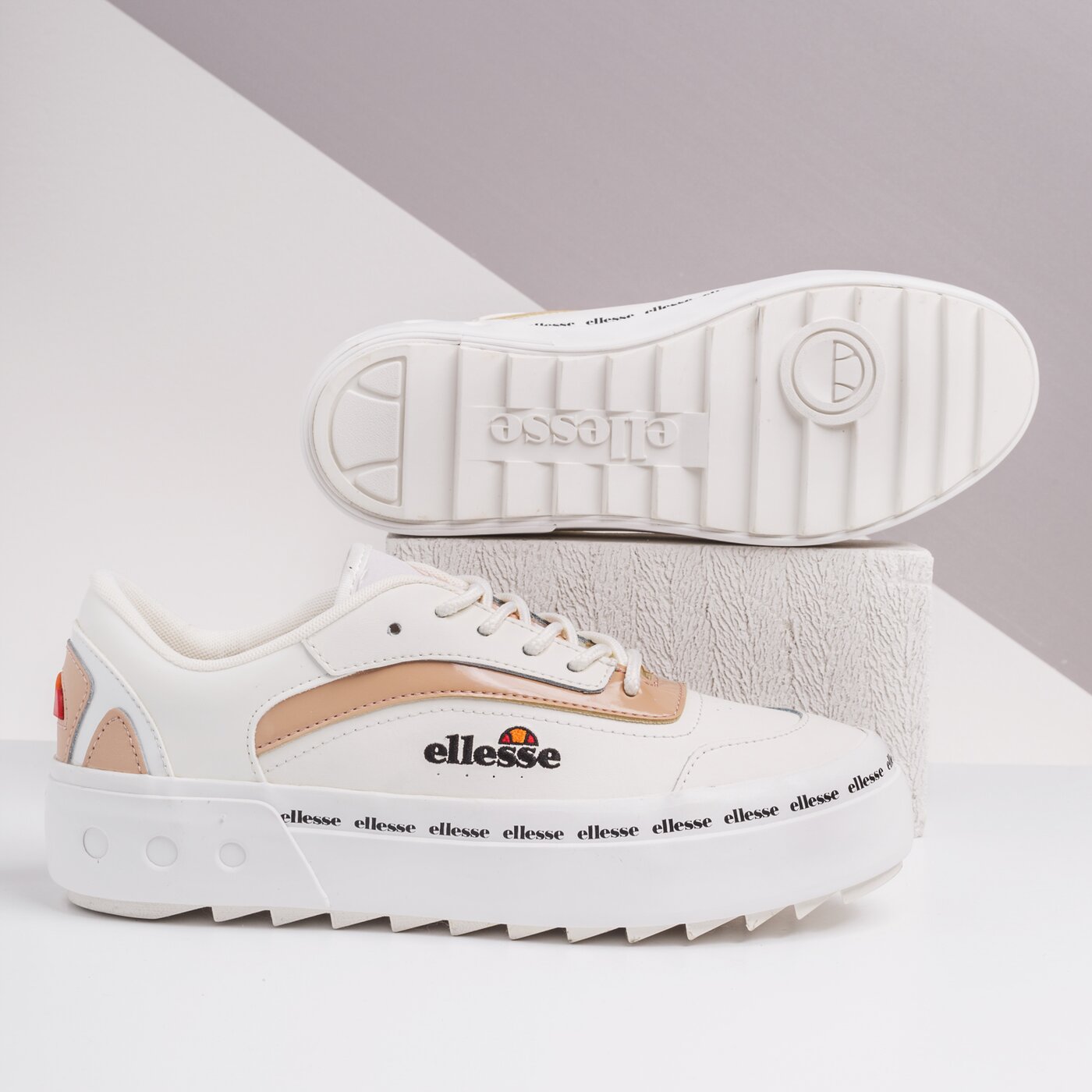 Damskie sneakersy (buty) ELLESSE ALZINA LTHR AF WHT/NAT/OFF WHT 613595 kolor biały