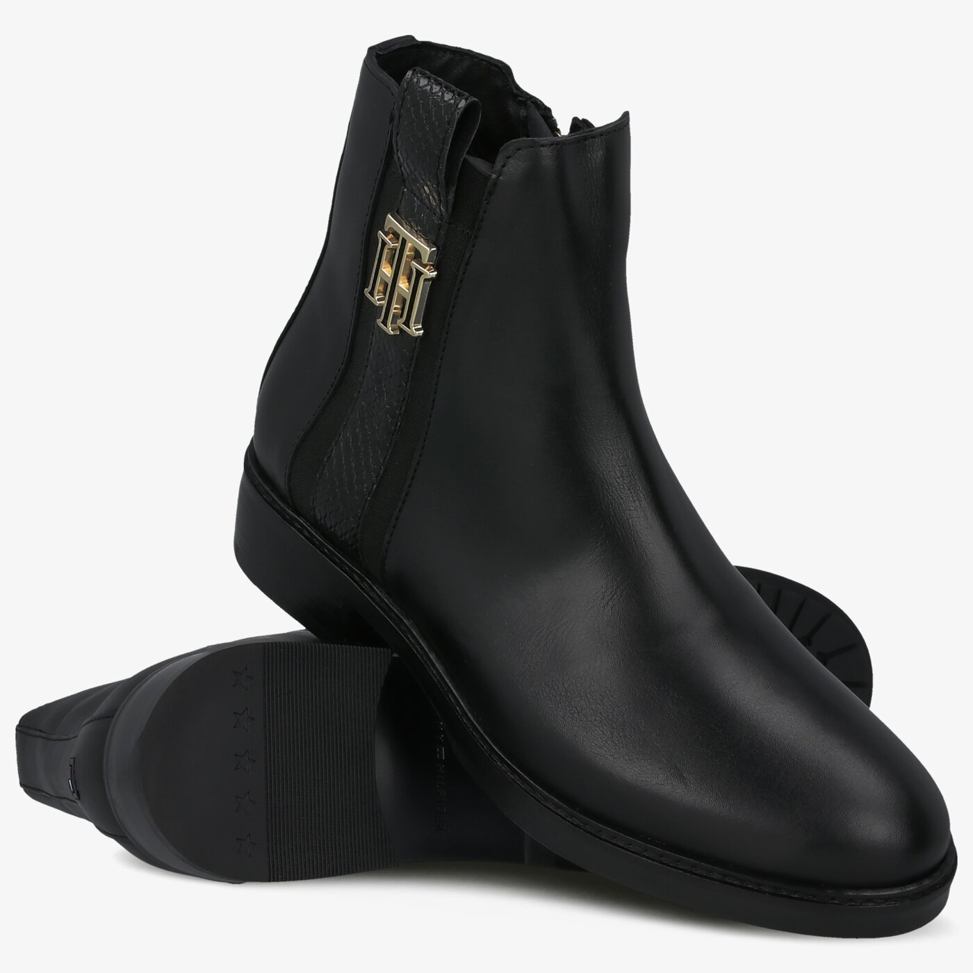 Damskie botki / sztyblety TOMMY HILFIGER HATTY 8A TH INTERLOCK LEATHER fw0fw05181bds kolor czarny