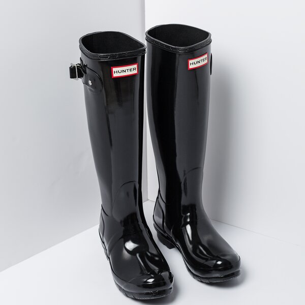 Damskie kalosze (buty gumowe) HUNTER WMN ORG TALL GLOSS wft1000rgl-blk kolor czarny