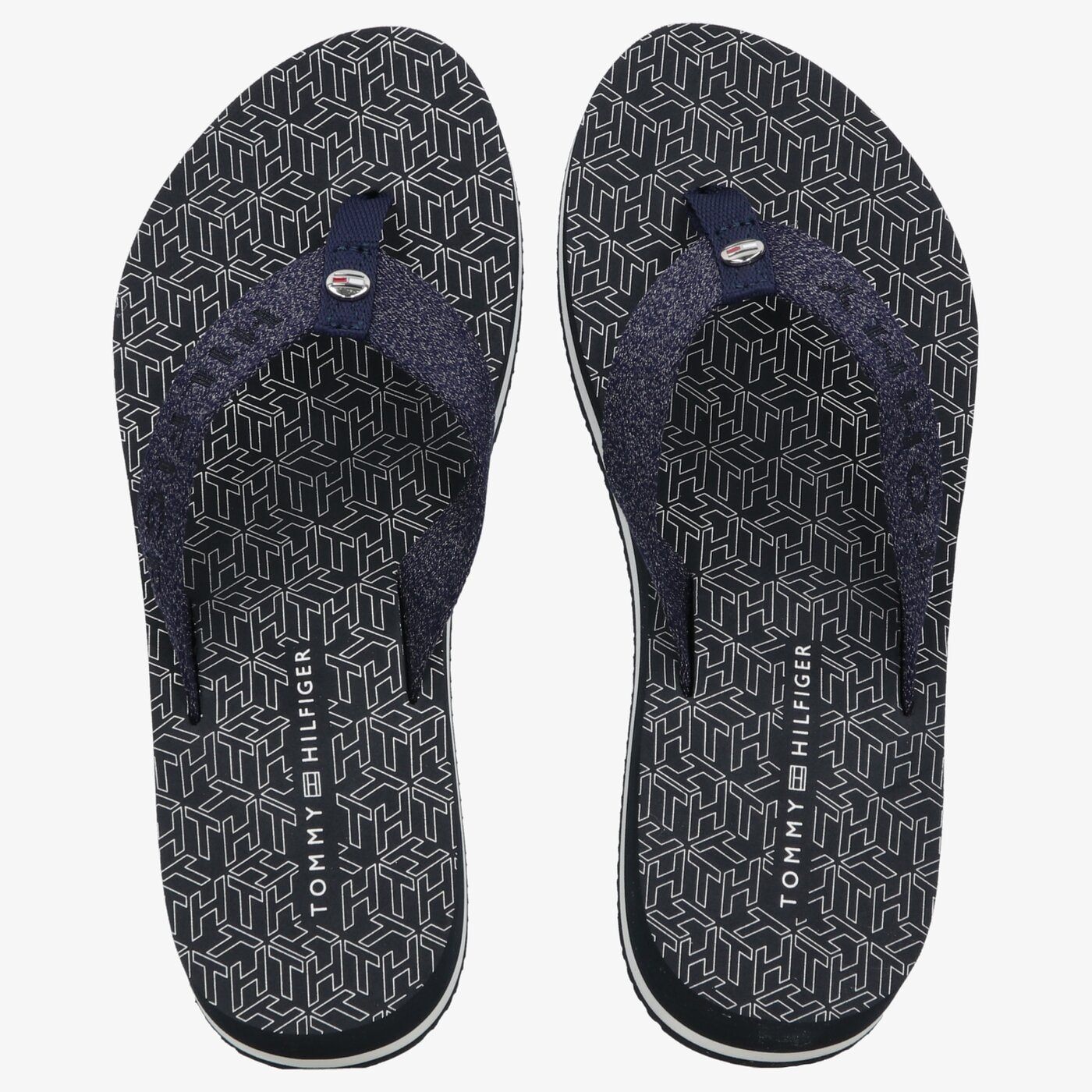 Damskie klapki TOMMY HILFIGER TOMMY WEBBING SHINY BEACH SANDAL fw0fw06430dw5 kolor granatowy