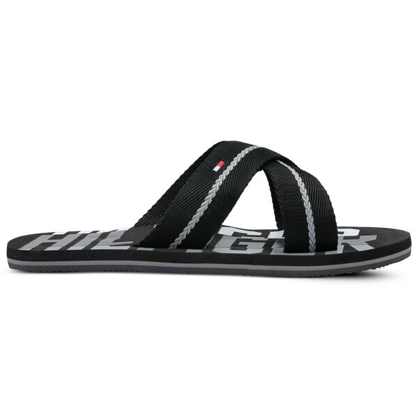 Męskie klapki TOMMY HILFIGER BOLD HILFIGER CROSS BEACH SANDAL fm0fm01377990 kolor czarny