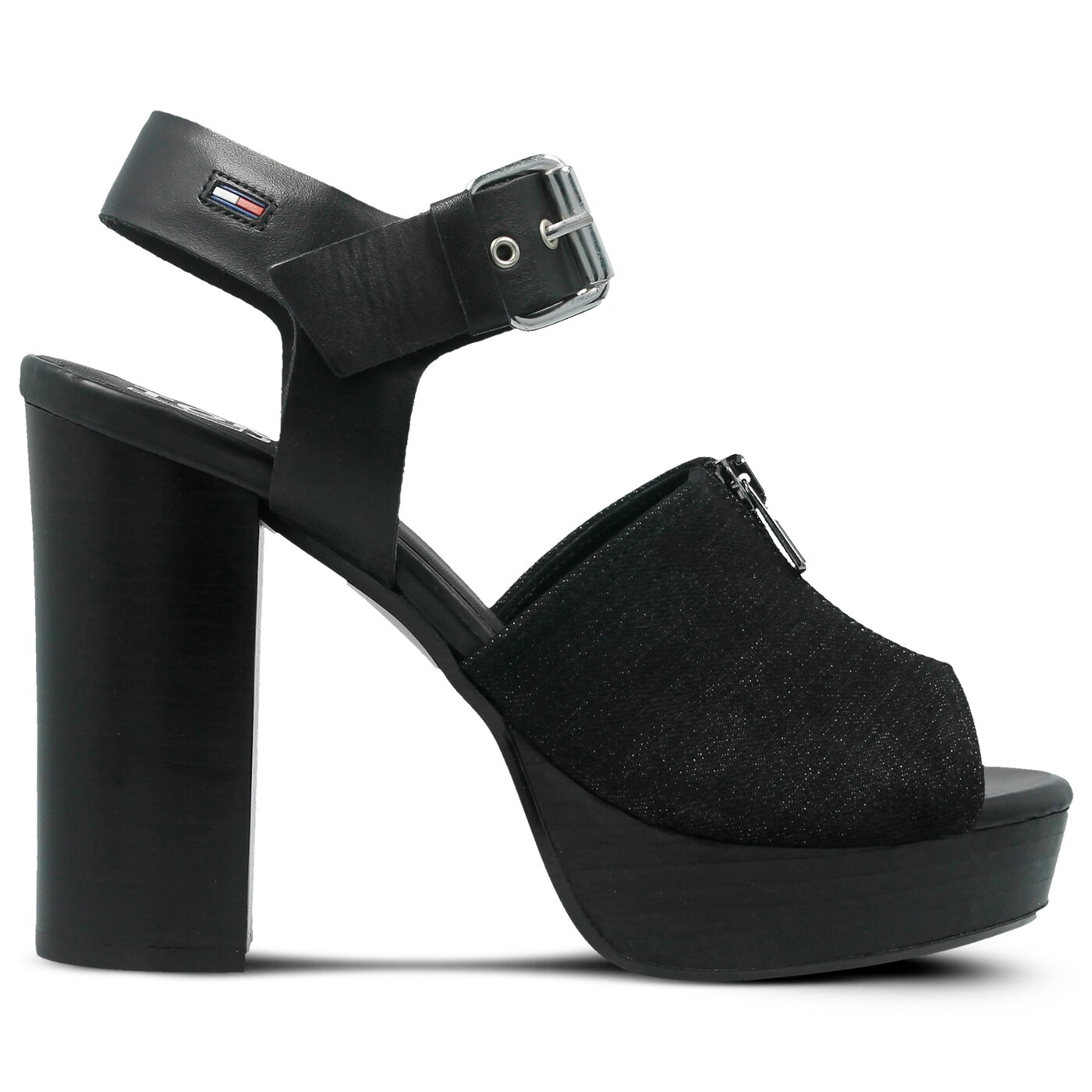 Damskie sandały TOMMY HILFIGER DENIM ZIPPER SANDAL HIGH HEEL en0en00117990 kolor czarny