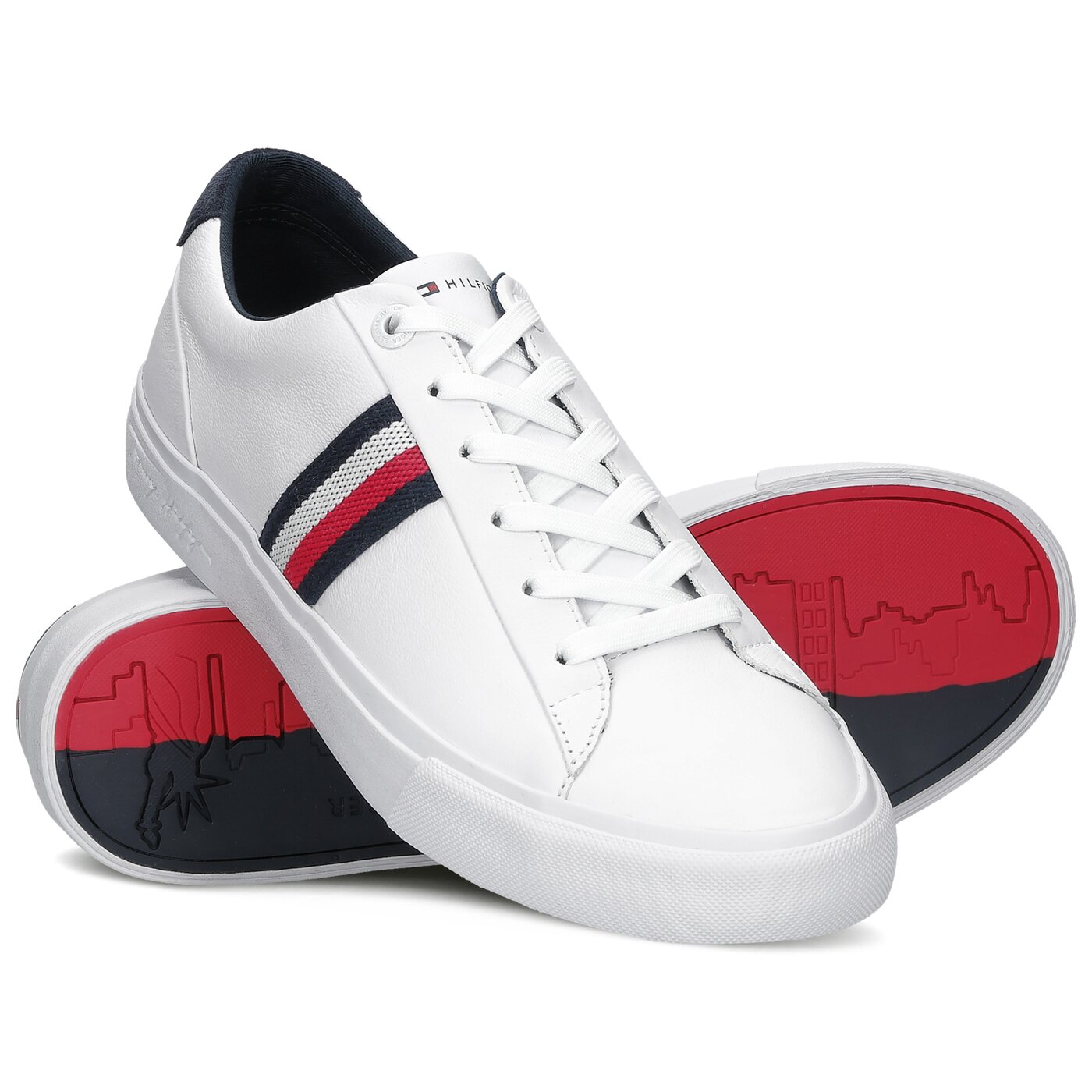 Męskie trampki TOMMY HILFIGER CORPORATE LEATHER SNEAKER fm0fm03397ybr kolor biały
